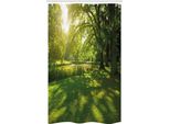 Abakuhaus Paesaggio Tenda Da Doccia Stretta, Summer Park Amburgo, Set Decorativo Per Bagno In Tessuto Con Ganci, 120 X 180 Cm, Verde