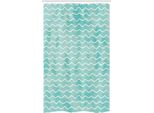 Abakuhaus Tenda Da Doccia Nautica Stretta, Motivo Onde Dell'oceano, Set Decorativo Per Bagno In Tessuto Con Ganci, 120 X 180 Cm, Turchese Bianco
