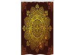 Abakuhaus Mandala Tenda Da Doccia Stretta, Oriental Snowflake Art, Set Decorativo Per Bagno In Tessuto Con Ganci, 120 X 180 Cm, Giallo Marrone