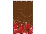 Abakuhaus Tenda Da Doccia Stretta Con Motivo Fragole, Fragole E Cioccolato, Set Decorativo Per Bagno In Tessuto Con Ganci, 120 X 180 Cm, Rosso-Marrone
