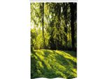 Abakuhaus Tenda Da Doccia Stretta Verde, Rising Sun Beams Wald, Set Decorativo Per Bagno In Tessuto Con Ganci, 120 X 180 Cm, Verde
