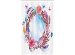Abakuhaus Tenda Da Doccia Stretta Con Motivi Floreali, Coroncina Di Fiori E Piume, Set Decorativo Per Bagno In Tessuto Con Ganci, 120 X 180 Cm, Multicolore