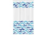 Abakuhaus Tenda Da Doccia Moderna Stretta, Ocean Life Sea Waves, Set Decorativo Per Bagno In Tessuto Con Ganci, 120 X 180 Cm, Turchese Blu Navy