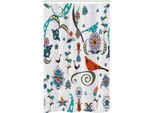 Abakuhaus Tenda Da Doccia Asiatica Stretta, Vortice Di Fiori Colorati, Set Decorativo Per Bagno In Tessuto Con Ganci, 120 X 180 Cm, Multicolore