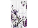 Abakuhaus Tenda Da Doccia Stretta Con Motivo Uccelli, Elaborato Motivo Fiori E Foglie, Set Decorativo Per Bagno In Tessuto Con Ganci, 120 X 180 Cm, Nero Viola