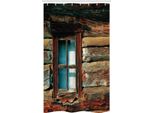 Abakuhaus Paesaggio Tenda Da Doccia Stretta, Finestra Con Motivo In Legno, Set Decorativo Per Bagno In Tessuto Con Ganci, 120 X 180 Cm, Marrone E Blu