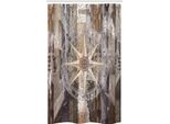 Abakuhaus Marine Life Tenda Da Doccia Stretta, Compass Marine Ocean, Set Decorativo Per Bagno In Tessuto Con Ganci, 120 X 180 Cm, Marrone