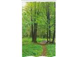 Abakuhaus Tenda Da Doccia Stretta Naturale, Alberi Estivi Tranquilli, Set Decorativo Per Bagno In Tessuto Con Ganci, 120 X 180 Cm, Verde Marrone