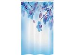 Abakuhaus Tenda Da Doccia Stretta Con Motivi Floreali, Orchidee Naturali, Set Decorativo Per Bagno In Tessuto Con Ganci, 120 X 180 Cm, Blu E Lilla