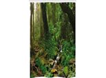 Abakuhaus Tenda Da Doccia Stretta Naturale, Alberi Della Foresta Pluviale Del Nepal, Set Decorativo Per Bagno In Tessuto Con Ganci, 120 X 180 Cm, Verde Marrone