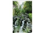 Abakuhaus Giapponese Tenda Da Doccia Stretta, Stile Giardino, Set Decorativo Per Bagno In Tessuto Con Ganci, 120 X 180 Cm, Verde Bianco
