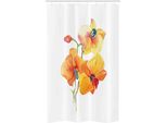 Abakuhaus Tenda Da Doccia Stretta, Petali Di Orchidea Selvaggia Esotica, Set Decorativo Per Bagno In Tessuto Con Ganci, 120 X 180 Cm, Calendula Giallo Rosso