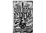 Abakuhaus Tenda Da Doccia Stretta Retrò, Immagine Poster Musica Rock, Set Decorativo Per Bagno In Tessuto Con Ganci, 120 X 180 Cm, Beige E Nero