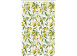 Abakuhaus Tenda Da Doccia Stretta Naturale, Lemon Woody Romantic, Set Decorativo Per Bagno In Tessuto Con Ganci, 120 X 180 Cm, Verde Bianco Giallo