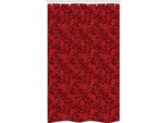 Abakuhaus Rosso Tenda Da Doccia Stretta, Fiori, Foglie E Volute, Set Decorativo Per Bagno In Tessuto Con Ganci, 120 X 180 Cm, Bordeaux E Rosso