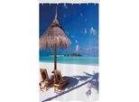 Abakuhaus Tenda Da Doccia Stretta Ocean, Island Caribbean Sealife, Set Decorativo Per Bagno In Tessuto Con Ganci, 120 X 180 Cm, Marrone Chiaro Turchese
