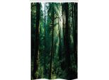 Abakuhaus Tenda Da Doccia Stretta Naturale, Tramonto Tra Gli Alberi, Set Decorativo Per Bagno In Tessuto Con Ganci, 120 X 180 Cm, Verde Giallo Chiaro