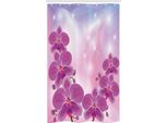 Abakuhaus Tenda Da Doccia Stretta Con Motivi Floreali, Orchidee Esotiche, Set Decorativo Per Bagno In Tessuto Con Ganci, 120 X 180 Cm, Viola, Rosa Pallido, Blu