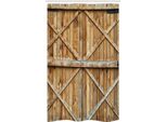 Abakuhaus Tenda Da Doccia Rustica Stretta, Porta In Legno Massello, Set Decorativo Per Bagno In Tessuto Con Ganci, 120 X 180 Cm, Marrone