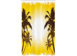 Abakuhaus Tenda Da Doccia Tropicale Stretta, Spazio Con Palme, Set Decorativo Per Bagno In Tessuto Con Ganci, 120 X 180 Cm, Giallo E Bianco