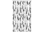 Abakuhaus Tenda Da Doccia Tribale Stretta, Bianco E Nero Boho Piuma, Set Decorativo Per Bagno In Tessuto Con Ganci, 120 X 180 Cm, Grigio Antracite Bianco