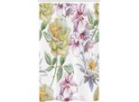 Abakuhaus Tenda Da Doccia Stretta Con Motivi Floreali, Petali Di Rosa Sakura Lily, Set Decorativo Per Bagno In Tessuto Con Ganci, 120 X 180 Cm, Verde Felce Rosa Chiaro