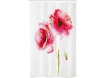 Abakuhaus Tenda Da Doccia Stretta Con Motivi Floreali, Papaveri Da Giardino, Set Decorativo Per Bagno In Tessuto Con Ganci, 120 X 180 Cm, Rosa Pallido