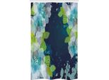 Abakuhaus Tenda Da Doccia Stretta Blu Navy, Fiori Astratti Grunge, Set Decorativo Per Bagno In Tessuto Con Ganci, 120 X 180 Cm, Verde Chiaro Blu Navy