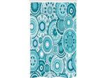 Abakuhaus Tenda Da Doccia Stretta, Mandala Round, Set Decorativo Per Bagno In Tessuto Con Ganci, 120 X 180 Cm, Turchese Verde Acqua Bianco