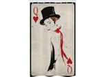 Abakuhaus Tenda Da Doccia Stretta Queen, Carta Da Gioco Retrò Ace, Set Decorativo Per Bagno In Tessuto Con Ganci, 120 X 180 Cm, Beige Vermiglio
