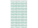 Abakuhaus Tenda Da Doccia Minimalista Stretta, Linee Ondulate A Strisce Bianche, Set Decorativo Per Bagno In Tessuto Con Ganci, 120 X 180 Cm, Verde Mandorla Bianco