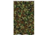 Abakuhaus Tenda Da Doccia Stretta Verde, Motivo Grunge Camouflage, Set Decorativo Per Bagno In Tessuto Con Ganci, 120 X 180 Cm, Verde Verde Chiaro Marrone