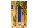 Abakuhaus Tenda Da Doccia Stretta Gialla E Blu, Greek House, Set Decorativo Per Bagno In Tessuto Con Ganci, 120 X 180 Cm, Multicolore