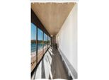Abakuhaus Tenda Da Doccia Stretta, Oceano Mare Onde Sabbia, Set Decorativo Per Bagno In Tessuto Con Ganci, 120 X 180 Cm, Marrone Chiaro Azzurro