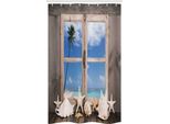 Abakuhaus Tenda Da Doccia Stretta, Conchiglie, Stelle Marine E Palme, Set Decorativo Per Bagno In Tessuto Con Ganci, 120 X 180 Cm, Marrone Chiaro E Azzurro