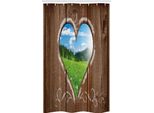 Abakuhaus Tenda Da Doccia Rustica Stretta, Cuore Gessato In Stile Rustico, Set Decorativo Per Bagno In Tessuto Con Ganci, 120 X 180 Cm, Marrone, Blu E Verde