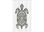 Abakuhaus Tenda Da Doccia Tribale Stretta, Turtle Maori, Set Decorativo Per Bagno In Tessuto Con Ganci, 120 X 180 Cm, Bianco E Nero