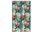 Abakuhaus Tenda Da Doccia Stretta, CrêPe Naturale Con Fiori Di Zenzero, Set Decorativo Per Bagno In Tessuto Con Ganci, 120 X 180 Cm, Verde Scuro