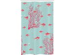 Abakuhaus Corallo Tenda Da Doccia Stretta, Pesci Barriera Corallina Acquatica, Set Decorativo Per Bagno In Tessuto Con Ganci, 120 X 180 Cm, Corallo Scuro Azzurro