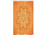 Abakuhaus Tenda Da Doccia Stretta, Mandala Arancione, Set Decorativo Per Bagno In Tessuto Con Ganci, 120 X 180 Cm, Arancione