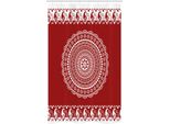 Abakuhaus Tenda Da Doccia Stretta Red Mandala, Bordo Laterale Paisley, Set Decorativo Per Bagno In Tessuto Con Ganci, 120 X 180 Cm, Bordeaux E Bianco
