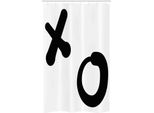 Abakuhaus Xo Tenda Da Doccia Stretta, Motivo Semplice, Set Decorativo Per Bagno In Tessuto Con Ganci, 120 X 180 Cm, Bianco E Nero