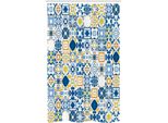 Abakuhaus Tenda Da Doccia Stretta Gialla E Blu, Mosaico Azulejo, Set Decorativo Per Bagno In Tessuto Con Ganci, 120 X 180 Cm, Violet Blue Senf
