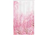 Abakuhaus Tenda Da Doccia Rosa Pallido, Romantic Sakura Tree, Set Decorativo Per Bagno In Tessuto Con Ganci, 120 X 180 Cm, Rosa Confetto