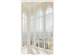 Abakuhaus Tenda Da Doccia Moderna Stretta, Bianca Appartamento Moderno, Set Decorativo Per Bagno In Tessuto Con Ganci, 120 X 180 Cm, Azzurro Bianco