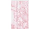 Abakuhaus Tenda Da Doccia Stretta In Marmo, Morbida Texture Granito, Set Decorativo Per Bagno In Tessuto Con Ganci, 120 X 180 Cm, Rosa Chiaro