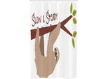 Abakuhaus Tenda Da Doccia Stretta Con Motivo Bradipo, Mammifero Selvatico Cartoon, Set Decorativo Per Bagno In Tessuto Con Ganci, 120 X 180 Cm, Marrone Castagna Chiaro