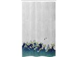 Abakuhaus Onda Giapponese Tenda Da Doccia Stretta, Vortice Acquatico, Set Decorativo Per Bagno In Tessuto Con Ganci, 120 X 180 Cm, Crema Blu Grigio
