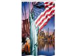 Abakuhaus Stati Uniti Tenda Da Doccia Stretta, Concetto Turistico Usa, Set Decorativo Per Bagno In Tessuto Con Ganci, 120 X 180 Cm, Multicolore