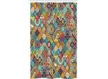 Abakuhaus Bohemien Tenda Da Doccia Stretta, Checkered Folk, Set Decorativo Per Bagno In Tessuto Con Ganci, 120 X 180 Cm, Multicolore
